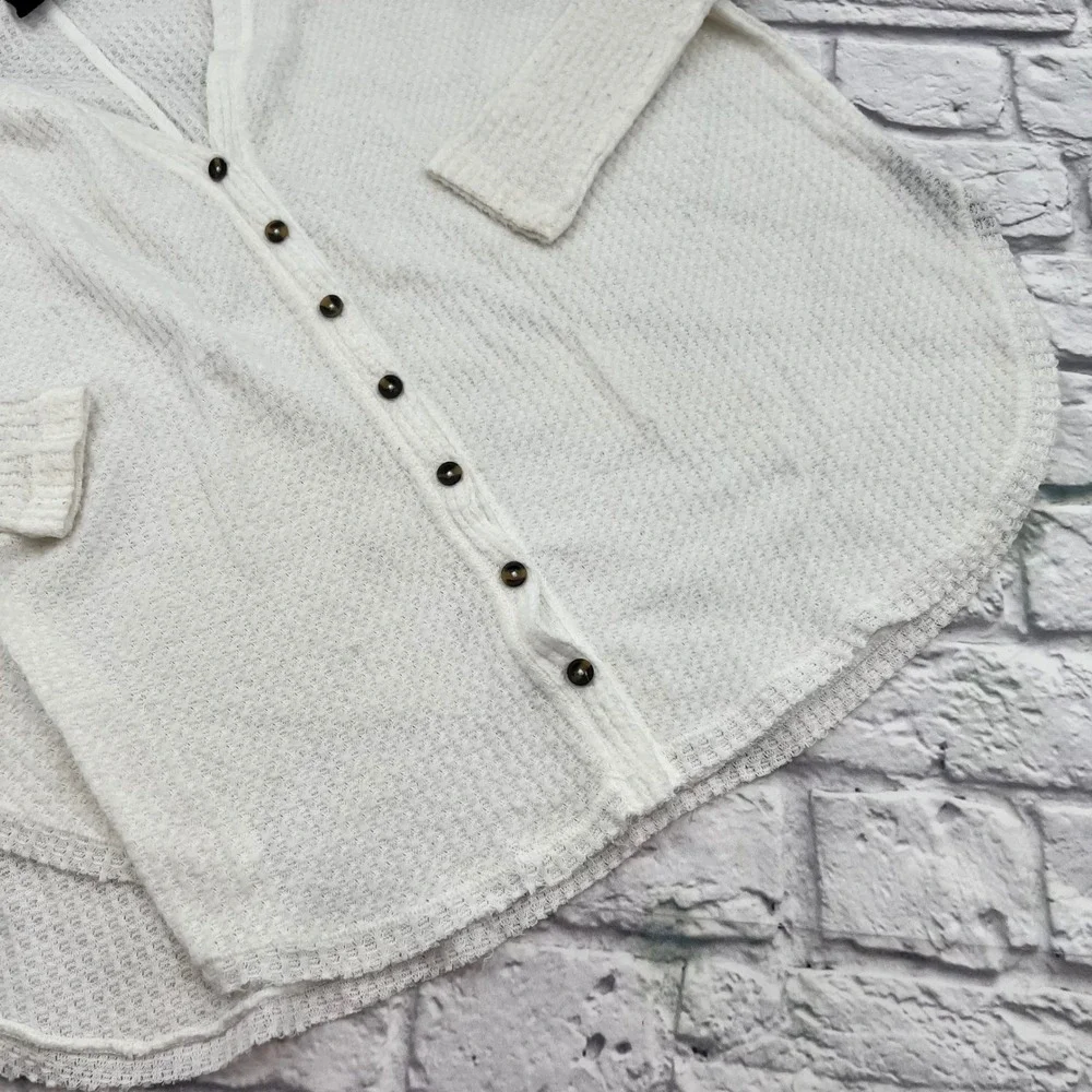 Urban Outfitters Out From Under Thermal Top White Button Front Waffle Knit XS
